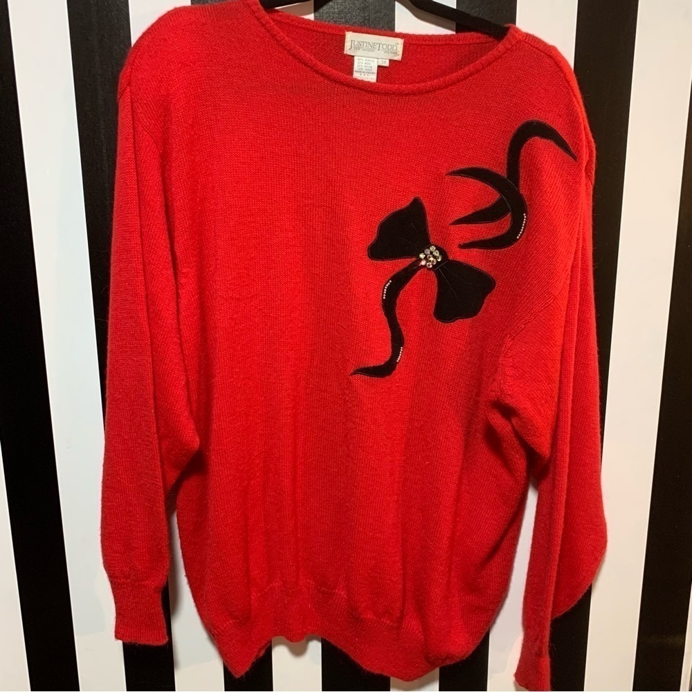 Vintage 90s Soft Wool Blend Holiday Xmas Red Sweater Size 3X Women’s Plus Size